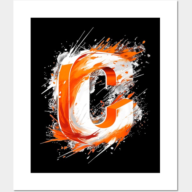 Cheer Leader Cheerleading Squad Orange Letter C Wall Art by Robertconfer